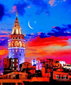 Aesthetic Galata Tower Turkey paint by numbers