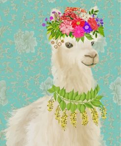 Alpaca With Flowers paint by numbers