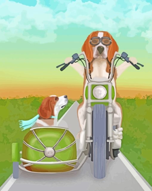 Beagles On Motorcycle paint by numbers