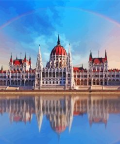 Budapest Hungarian Parliament Rainbow paint by numbers