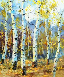 Birch Tree Landscape paint by numbers