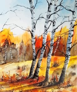 Birch Trees Forest paint by numbers