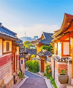 Bukchon Hanok Village South Korea Asia paint by numbers