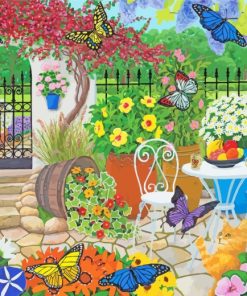 Butterflies In Garden paint by numbers