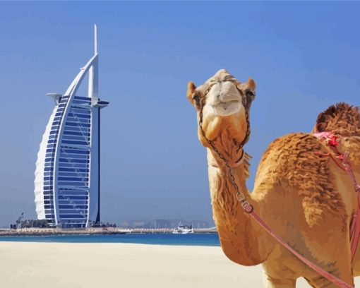 Camel And Burj Al Arab paint by numbers