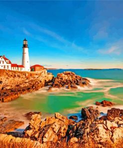 Cape Elizabeth Lighthouse Maine Portland paint by numbers