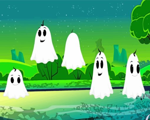 Cartoon Ghosts paint by numbers