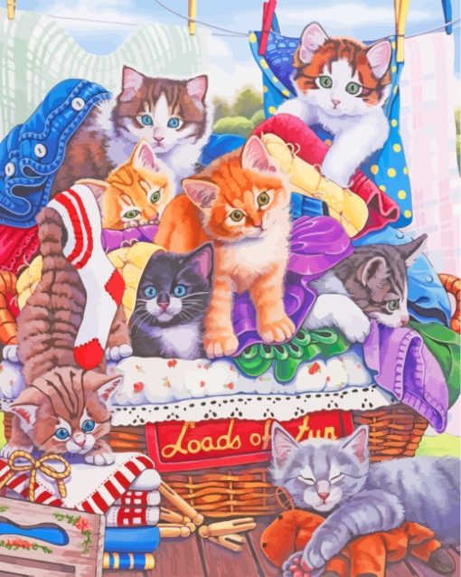 Cat Laundry Time paint by numbers