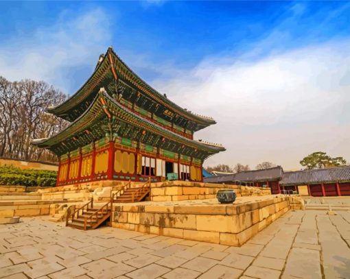 Changdeokgung Korea paint by numbers