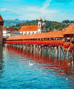 Chapel Bridge Switzerland-paint-by-number