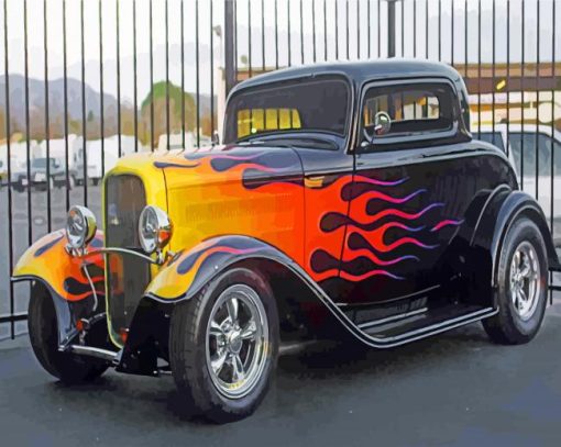 Classic Hot Rod Car paint by numbers