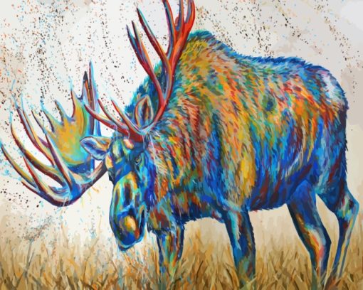 Colorful Moose Art paint by numbers