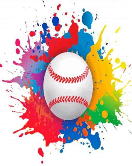 Colorful Splash Softball paint by numbers