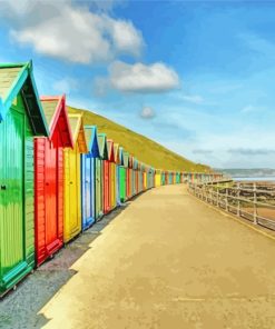 Colorful Whitby Huts paint by numbers