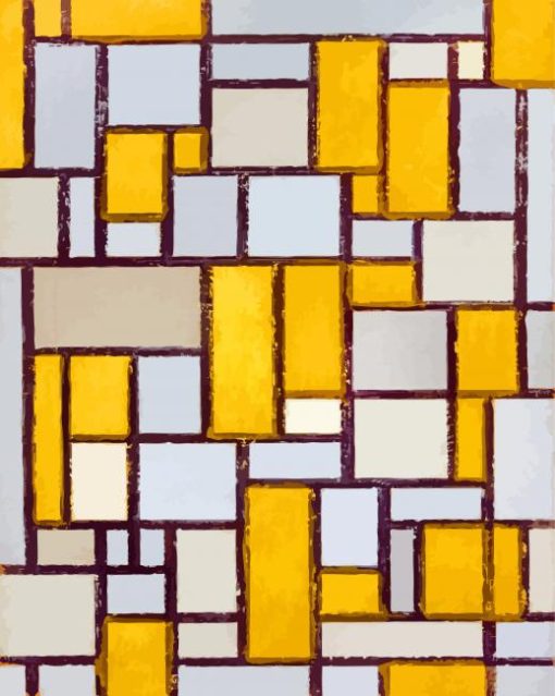 Composition With Grid By Mondrian paint by numbers