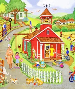 Country Schoolhouse paint by numbers