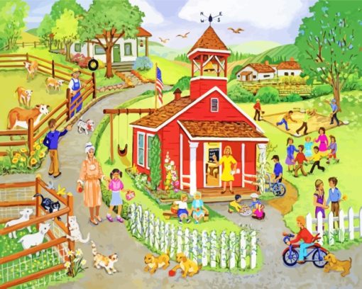 Country Schoolhouse paint by numbers