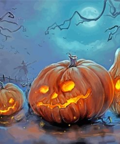 Creepy Halloween Pumpkins paint by numbers