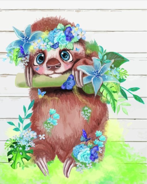 Cute Sloth Animal paint by numbers