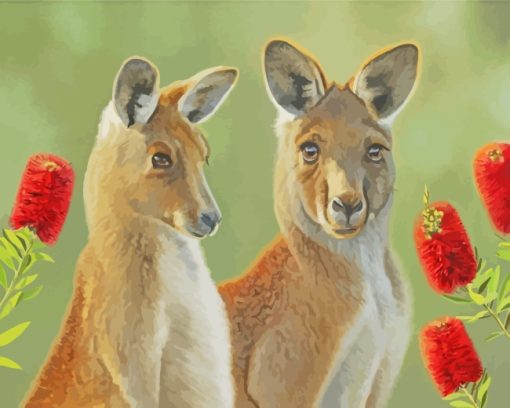 Eastern Grey Kangaroos paint by numbers