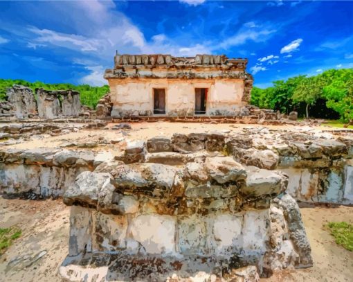 The Archaeological Zone El Rey In Cancun Mexico-paint-by-number