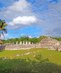 Archaeological Zone El Rey In Cancun Mexico-paint-by-numbers