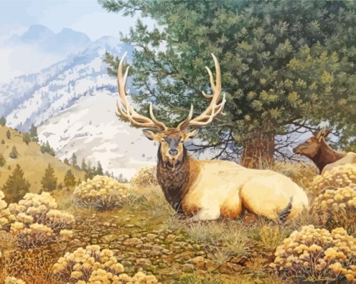 Elk Deer Animal paint by numbers