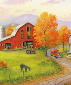 Fall Farm Countryside paint by numbers