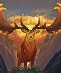 Fantasy Golden Stag paint by numbers