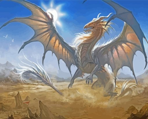 Fantasy White Dragon paint by numbers