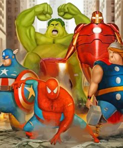 Fat Superheroes paint by numbers