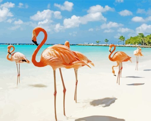 Flamingos In Turks And Caicos paint by numbers