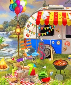 Forest Holiday Caravan paint by numbers