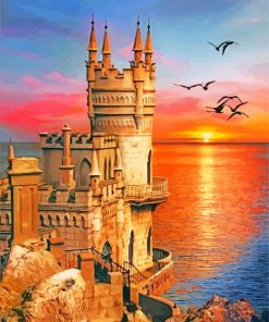 The Sunset At Swallow's Nest Castle Art paint by numbers