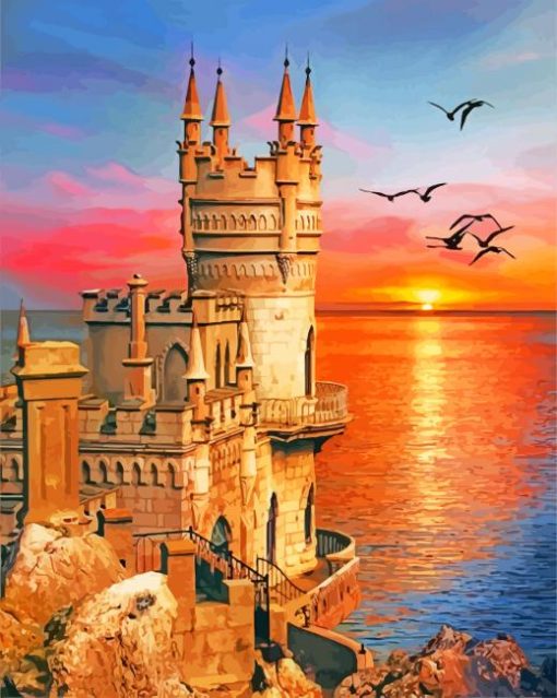 The Sunset At Swallow's Nest Castle Art paint by numbers