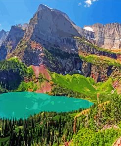 Glacier National Park Grinnell Lake And Angel Wing paint by numbers