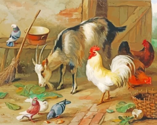 Goat And Chickens paint by numbers