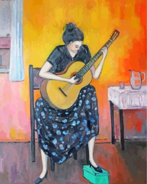 Guitarist Woman Art paint by numbers