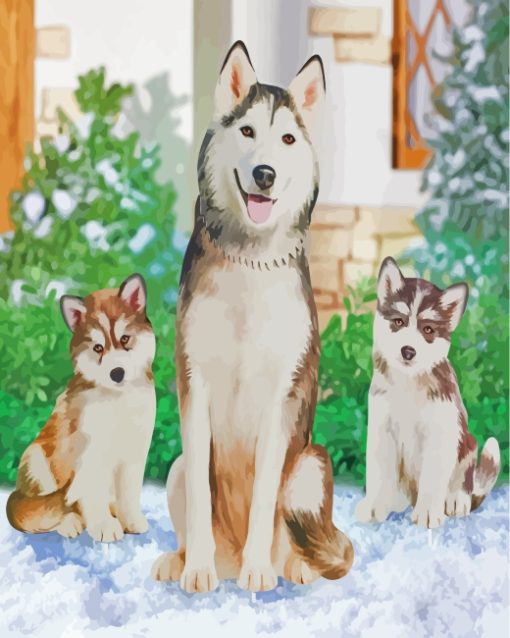 Husky Family paint by numbers