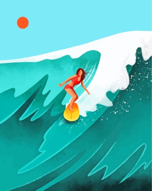 Illustration Surfer Girl paint by numbers