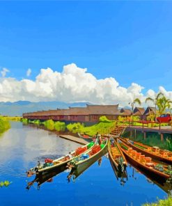 Inle Lake Myanmar Landscapes paint by numbers