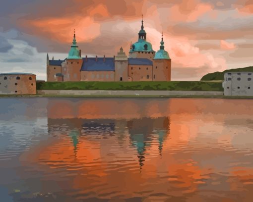 Sunset Kalmar Castle paint by numbers