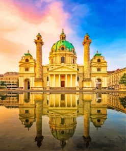 Karlskirche Charles Church Pink Sky paint by numbers