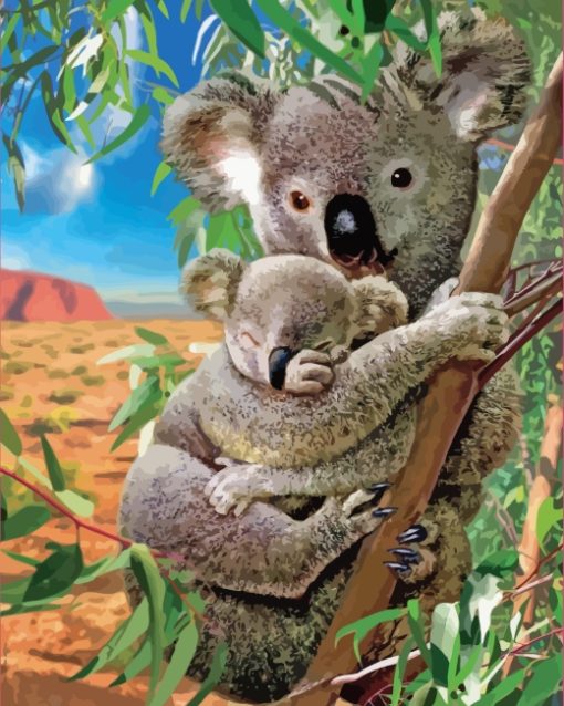 Baby Koala And Her Mother paint by numbers