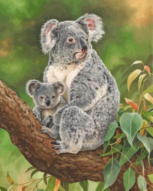 Koala Mother And Her Baby paint by numbers