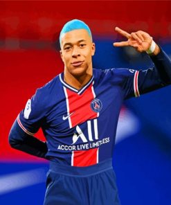 Kylian Mbappe With Blue Hair paint by numbers