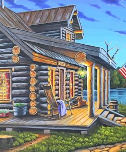 Lakeside Rustic Cabin paint by numbers