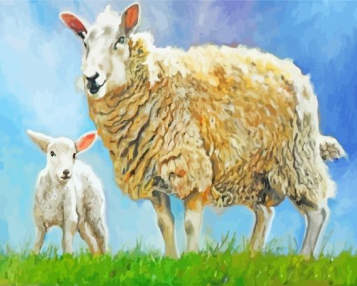 Lamp And Mother Sheep paint by numbers