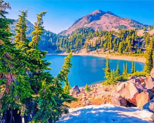 Lassen Peak With Lake Helen paint by numbers