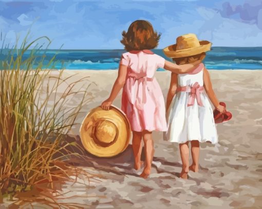 Little Sisters In Beach paint by numbers